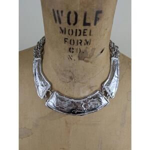1970's/80's givenchy molten silver chainmail necklace